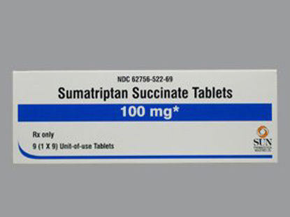 Picture of Sumatriptan Succinate 100 mg Tablet Blister Pack 9 Tablets62756052269