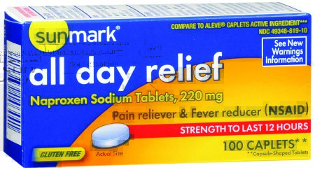 Picture of Pain Relief sunmark® 220 mg Strength Naproxen Sodium Caplet 100 per Bottle49348030610