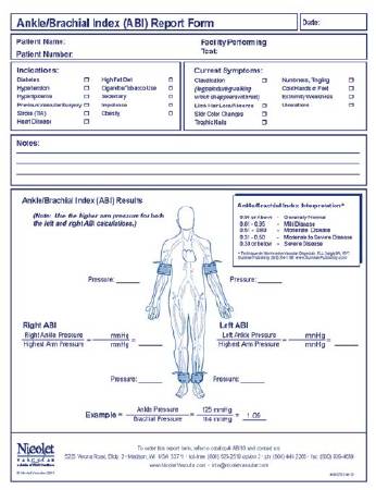 Picture of Ankle Brachial Index Report FormABI12