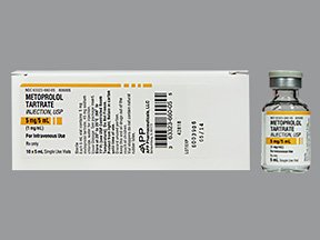 Picture of Metoprolol Tartrate, Preservative Free 1 mg / mL Injection Single Dose Vial 5 mL63323066005
