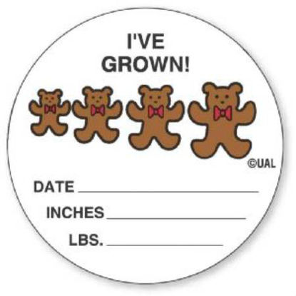 Picture of UAL™ 200 per Unit I've Grown Teddy Bear Date Inches Lbs StickerULHB3021