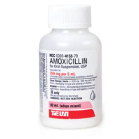 Picture of Amoxicillin 250 mg / 5 mL Suspension Bottle 80 mL00093415579