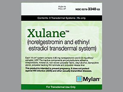 Picture of Xulane™ Norelgestromin / Ethinyl Estradiol 150 mcg - 35 mcg / 24 Hour Patch Pouch 3 Patches00378334053