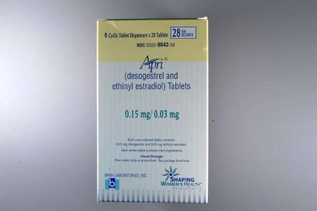 Picture of Apri® 28 Desogestrel / Ethinyl Estradiol 0.15 mg - 0.03 mg Tablet Blister Pack 6 X 28 Tablets00555904358