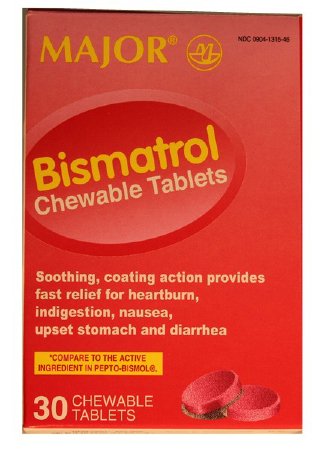 Picture of Anti-Diarrheal Major® 262 mg Strength Chewable Tablet 30 per Bottle00904131546