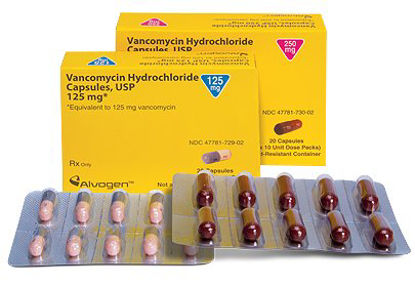 Picture of Vancomycin HCl 125 mg Capsule Blister Pack 20 Capsules47781072902