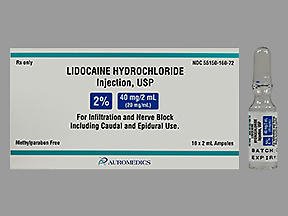 Picture of Lidocaine HCl, Preservative Free 2%, 20 mg / mL Injection Ampule 2 mL55150016072