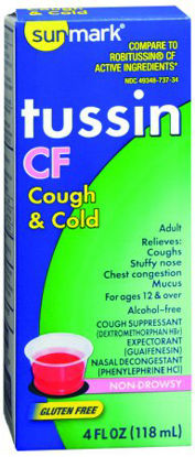 Picture of Cold and Cough Relief sunmark® 10 mg - 100 mg - 5 mg / 5 mL Strength Liquid 4 oz.49348073734