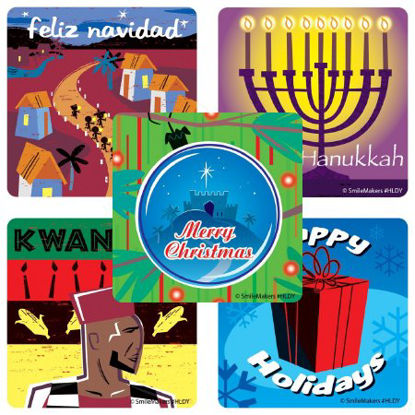 Picture of SmileMakers® 100 per Unit December Holiday Sticker 2.5 InchHLDYR
