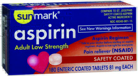 Picture of Pain Relief sunmark® 81 mg Strength Aspirin Tablet 180 per Bottle49348098115
