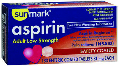 Picture of Pain Relief sunmark® 81 mg Strength Aspirin Tablet 180 per Bottle49348098115