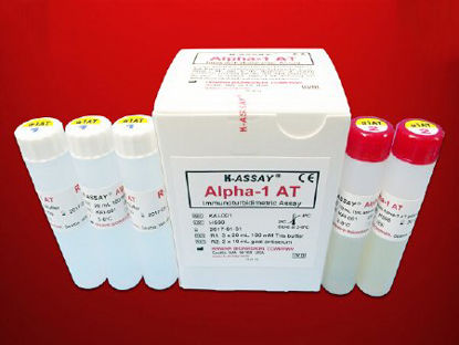 Picture of Reagent Kit K-ASSAY® Immunochemistry / Specific Protein Test Alpha1-Antitrypsin For Automated Clinical Chemistry Analyzers 200 Tests R1 Buffer: 3 X 20 mL, R2 Antibody: 2 X 10 mLKAI-001