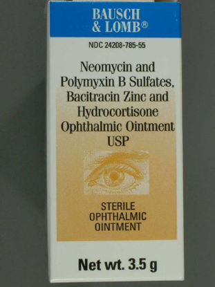 Picture of Neomycin Sulfate / Polymyxin B Sulfate / Bacitracin Zinc / Hydrocortisone 3.5 mg - 10,000 Unit - 400 Unit - 10 mg / Gram Ointment Tube 3.5 Gram24208078555