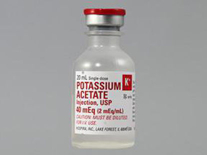 Picture of Replacement Preparation Potassium Acetate, Preservative Free 2 mEq / mL Injection Single Dose Vial 20 mL00409818301