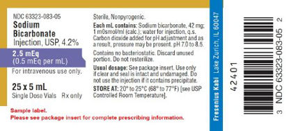 Picture of Alkalinizing Agent Sodium Bicarbonate 0.5 mEq / mL, 4.2% Injection Single Dose Vial 5 mL63323008305
