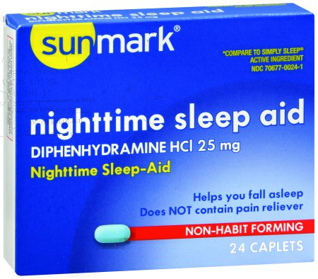 Picture of Sleep Aid sunmark® 24 per Box Caplet 25 mg Strength70677002401
