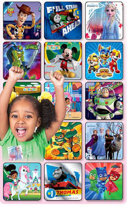 Picture of SmileMakers® 75 per Unit Sampler License Characters Sticker 2.5 InchTSL-ROLL