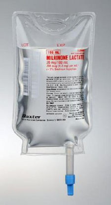 Picture of Milrinone Lactate / Dextrose 5% 200 mcg / mL Solution Piggyback Flexible Bag 100 mL00338601048