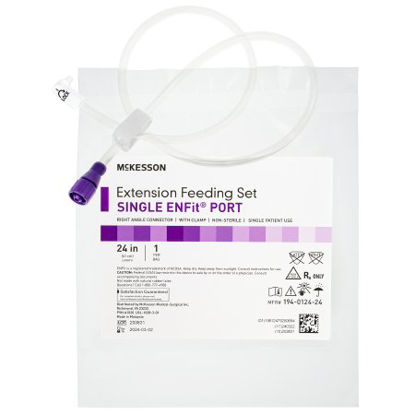 Picture of Bolus Enteral Feeding Extension Tube Set McKesson 24 Inch, EnFit, Secure Lock Right Angle Connector and Clamp, NonSterile194-0124-24