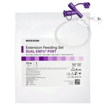 Picture of Enteral Feeding Extension Set McKesson 12 Inch, Enfit, Y-Port, Right Angle Connector and Clamp, NonSterile194-0121-12