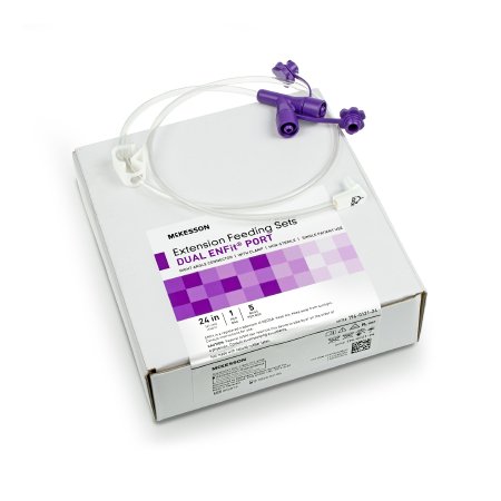 Picture of Enteral Feeding Extension Set McKesson 24 Inch, Enfit, Y-Port, Right Angle Connector and Clamp, NonSterile194-0121-24
