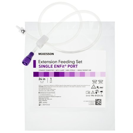 Picture of Bolus Enteral Feeding Extension Tube Set McKesson 24 Inch, EnFit, Secure Lock Straight Connector and Clamp, NonSterile194-0123-24