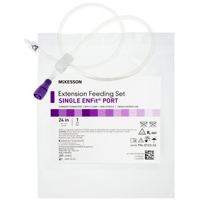 Picture of Bolus Enteral Feeding Extension Tube Set McKesson 24 Inch, EnFit, Secure Lock Straight Connector and Clamp, NonSterile194-0123-24