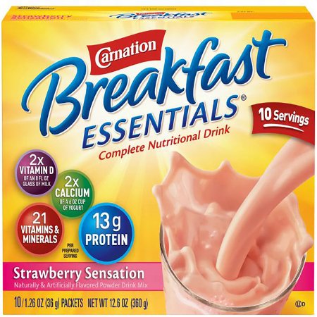 Picture of Oral Supplement Carnation® Breakfast Essentials® Strawberry Sensation Flavor Powder 36 Gram Individual Packet11001937