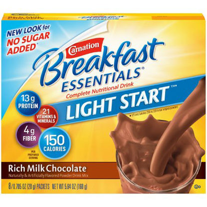 Picture of Oral Supplement Carnation® Breakfast Essentials® No Sugar Added Rich Milk Chocolate Flavor Powder 20 Gram Individual Packet12159425