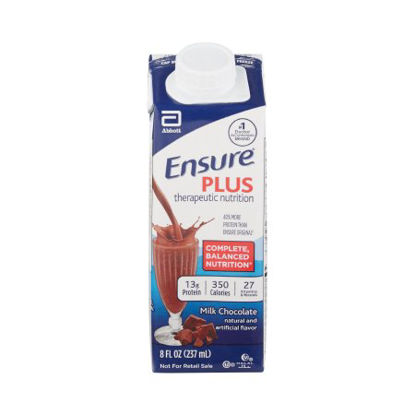 Picture of Oral Supplement Ensure® Plus Therapeutic Nutrition Milk Chocolate Flavor Ready to Use 8 oz. Carton64911