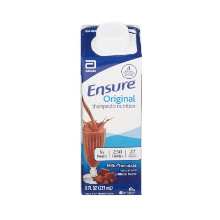 Picture of Oral Supplement Ensure® Original Therapeutic Nutrition Shake Chocolate Flavor Ready to Use 8 oz. Carton64937