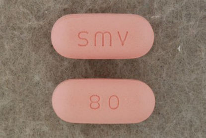 Picture of Simvastatin 80 mg Tablet 90 Tablets16729000715