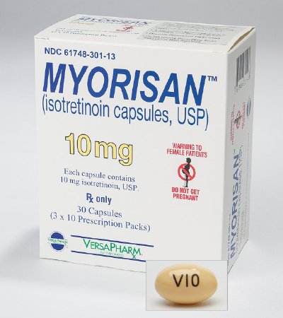 Picture of Myorisan™ Isotretinoin 10 mg Capsule Blister Pack 30 Capsules61748030113