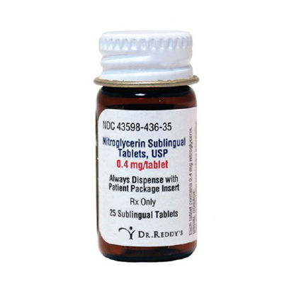 Picture of Nitroglycerin 0.4 mg Tablet Bottle 25 Tablets1015900