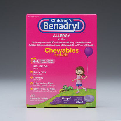 Picture of Children's Allergy Relief Children's Benadryl® 12.5 mg Strength Chewable Tablet 20 per Box10300450553208