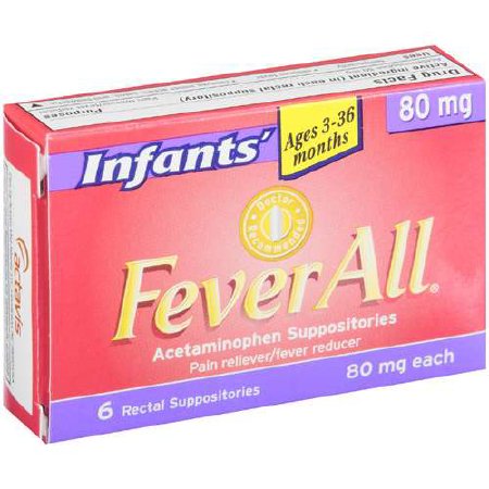 Picture of Infants' Pain Relief FeverAll® 80 mg Strength Acetaminophen Rectal Suppository 6 per Box51672211402