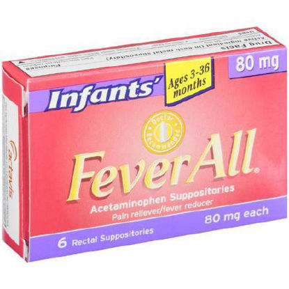 Picture of Infants' Pain Relief FeverAll® 80 mg Strength Acetaminophen Rectal Suppository 6 per Box51672211402