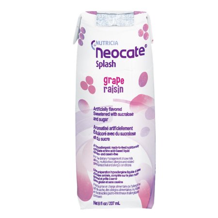 Picture of Pediatric Oral Supplement / Tube Feeding Formula Neocate® Splash Grape Flavor 8 oz. Carton Ready to Use122435