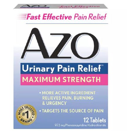 Picture of Urinary Pain Relief AZO® Maximum Strength 97.5 mg Strength Phenazopyridine HCL Tablet 12 per Box78765112253