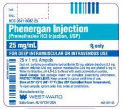 Picture of Phenergan Promethazine HCl 25 mg / mL Injection Ampule 1 mL00641608225
