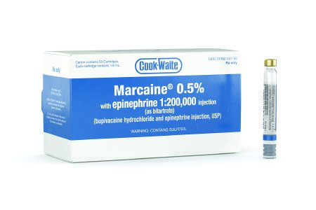 Picture of Marcaine™ with Epinephrine 0.5% - 1:200,000 Injection Dental Cartridge 1.8 mL99184