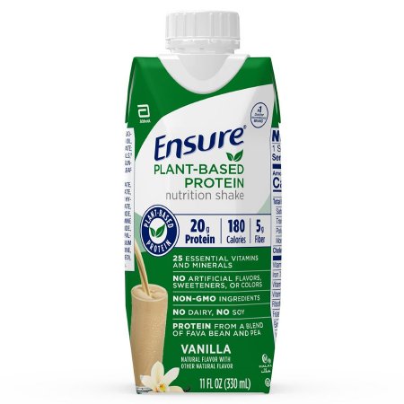 Picture of Oral Protein Supplement Ensure® Plant Based Protein Nutrition Shake Vanilla Flavor Ready to Use 11 oz. Carton67450