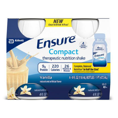 Picture of Oral Supplement Ensure® Compact Therapeutic Nutrition Shake Vanilla Flavor Ready to Use 4 oz. Bottle64356