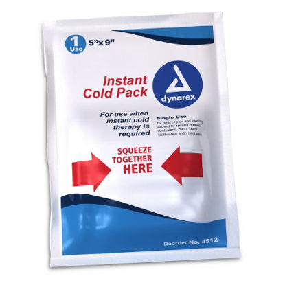 Picture of Instant Cold Pack Dynarex® General Purpose One Size Fits Most 5 X 9 Inch Plastic / Calcium Ammonium Nitrate / Water Disposable4512