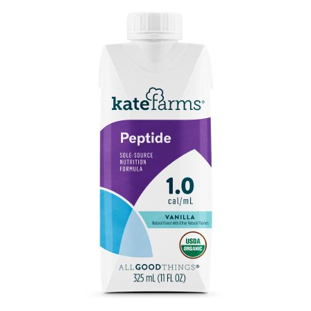 Picture of Oral Supplement / Tube Feeding Formula Kate Farms® Peptide 1.0 Vanilla Vanilla Flavor Ready to Use 11 oz. Carton811112030553