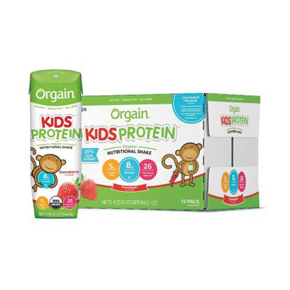 Picture of Pediatric Oral Supplement Orgain® Kids® Protein Organic Nutritional Shake Strawberry Flavor 8.25 oz. Carton Ready to Use851770003155