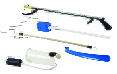 Picture of ADL Hip / Knee Equipment Kit FabLife™ Deluxe Reacher - 32 Inch Length / Shoehorn - 18 Inch Length / Dressing Stick - 24 Inch Length86-0075