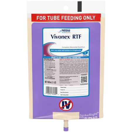 Picture of Tube Feeding Formula Vivonex® RTF 33.8 oz. Bag Ready to Hang Unflavored Adult10043900362806