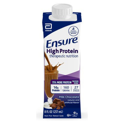 Picture of Oral Protein Supplement Ensure® High Protein Therapeutic Nutrition Shake Chocolate Flavor Ready to Use 8 oz. Carton64895