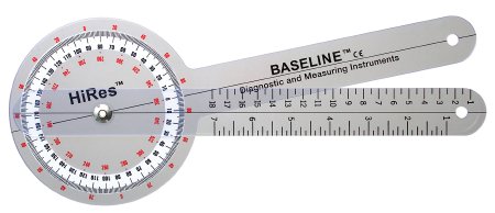 Picture of Goniometer Baseline® HiRes™ Plastic 360° ISOM (STFR) Plastic 12 Inch 0 to 360° Head with Three Scales in 1° Increments Inches and Centimeters12-1000HR